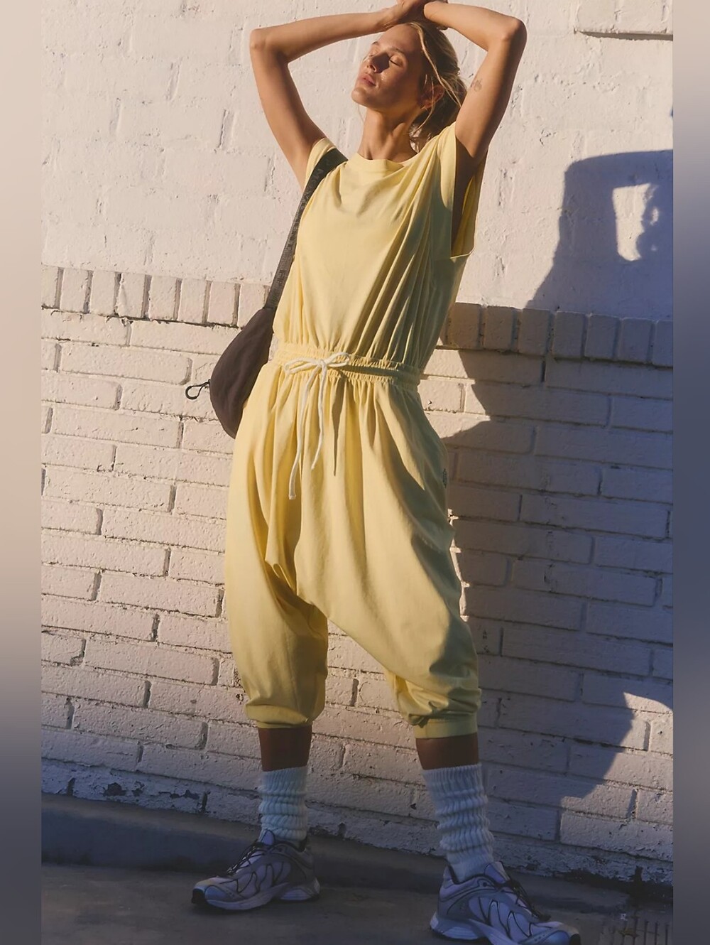 🪷❣️NWT Free People FP Movement Hot Shot Harem Onesie In Sunlit Yellow, M🌙